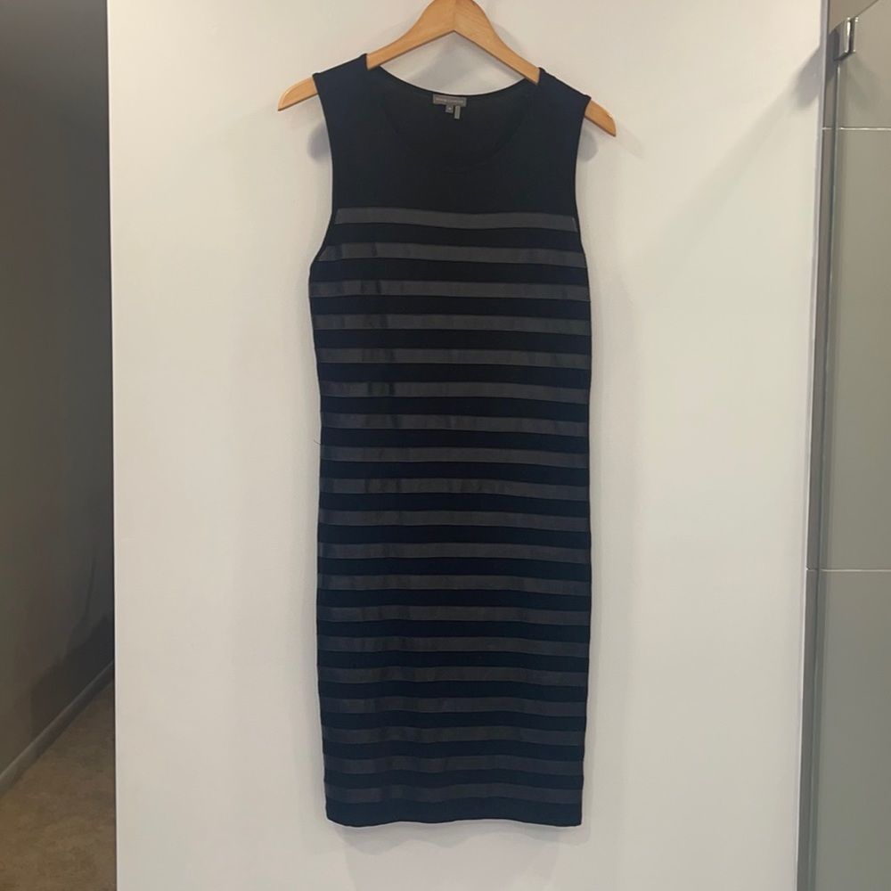 Vince Camuto Leather Striped Dress sz M